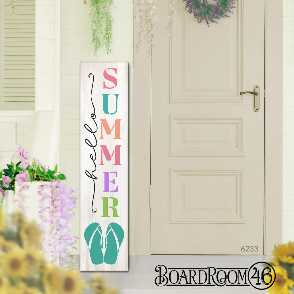 BRTS6233 Hello Summer with Flip Flops 4ft Tall Porch Sign