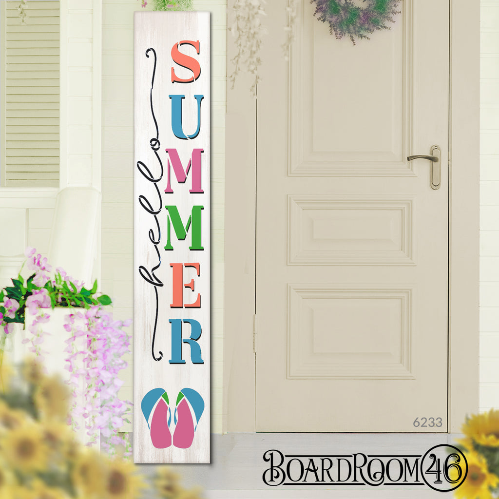 BRTS6233 Hello Summer with Flip Flops 6ft Tall Porch Sign