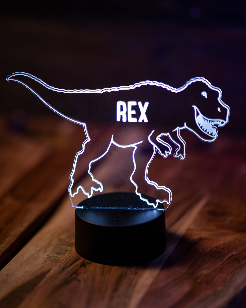 LPAG007 Personalized Tyrannosaurus  Acrylic Light Up Sign with LED Base
