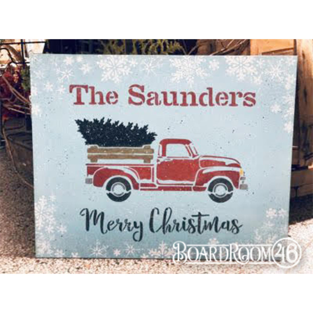 BRWS358 LITTLE RED TRUCK- PERSONALIZED 16X20