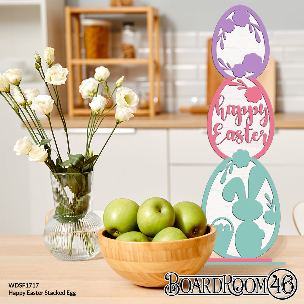 WDSF1717 Happy Easter Stacked Egg 3D Sign | 5.59" x 18.34"