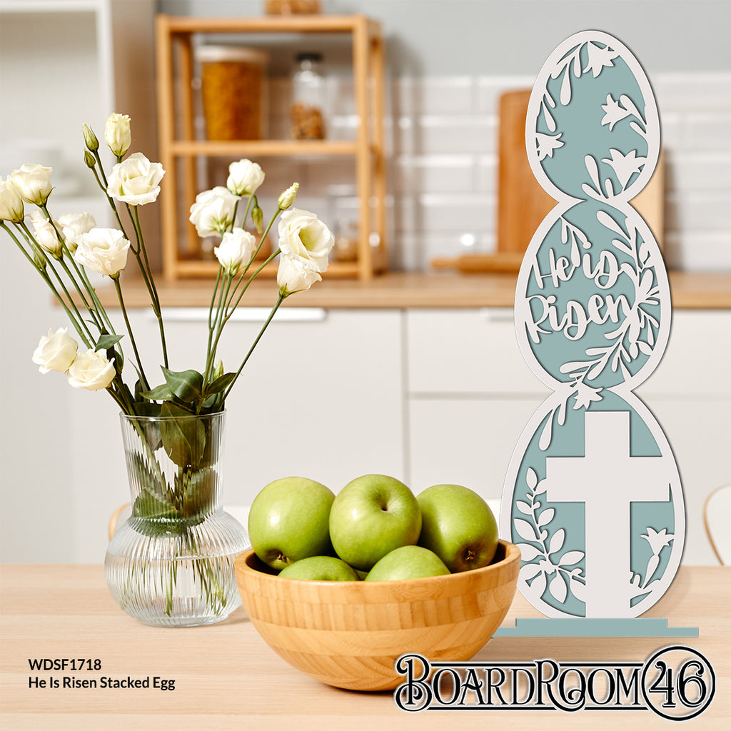 WDSF1718 He Is Risen Stacked Egg 3D Sign | 5.59" x 18.34"