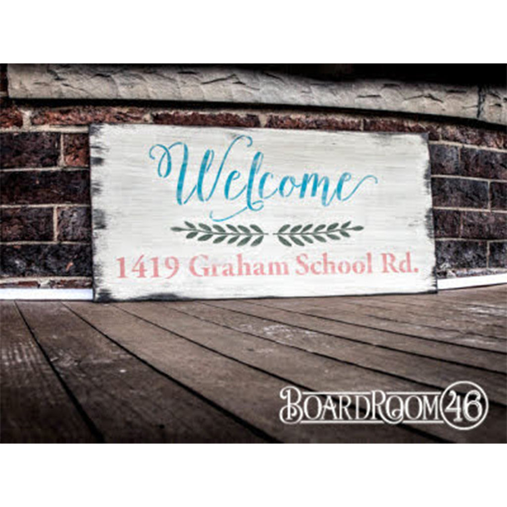 BRWS5421 Personalized Address Sign- Welcome with Laurels l 27x13