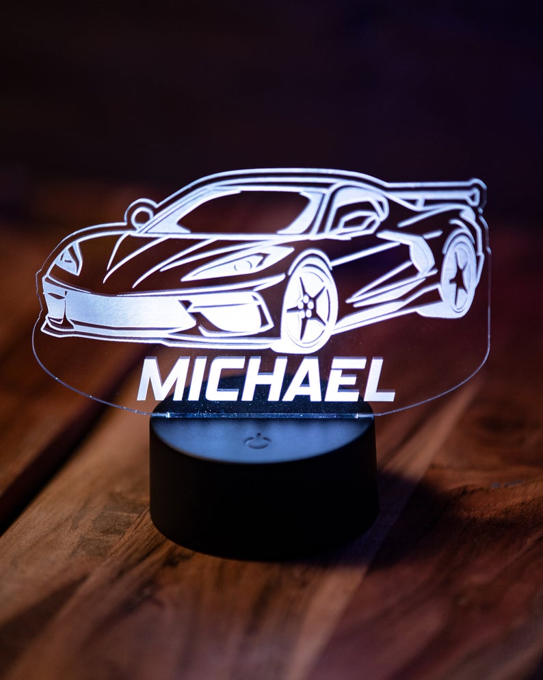 LPAG008 Personalized Car Acrylic Light Up Sign with LED Base, Night Light