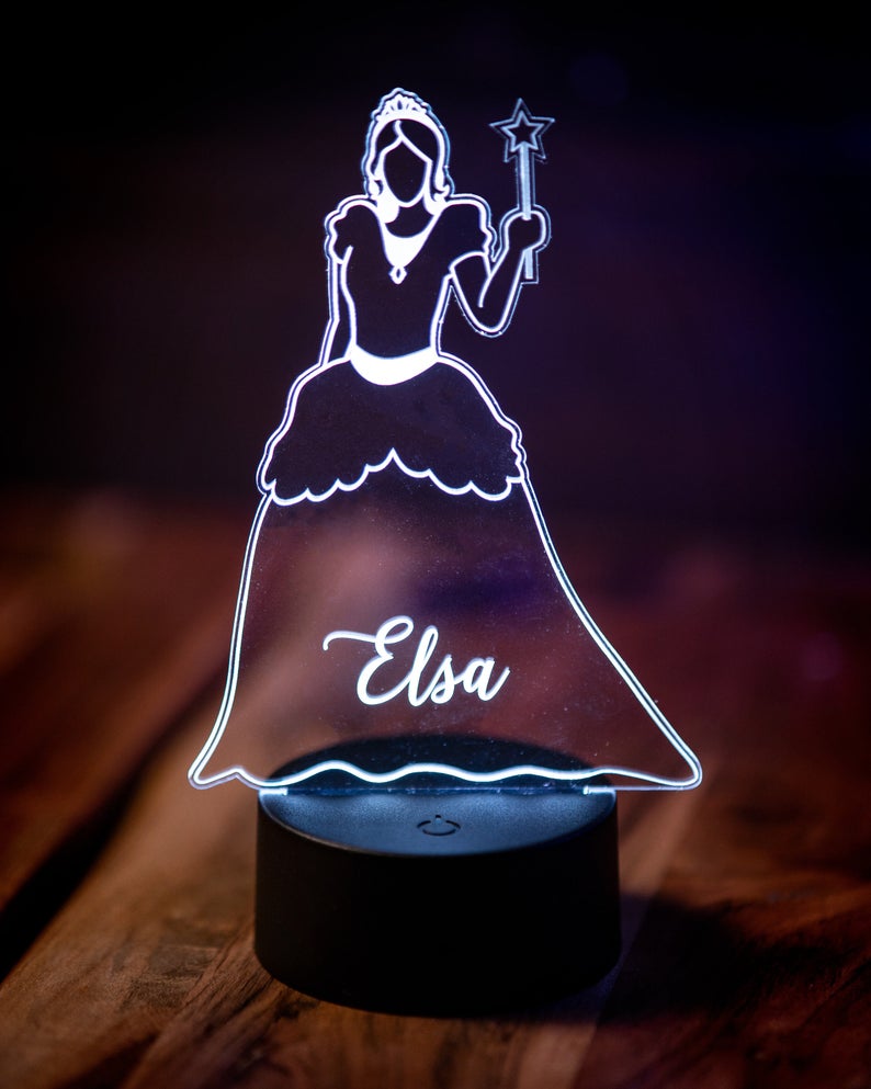 LPAG013 Personalized Princess Acrylic Light Up Sign with LED Base, Night Light