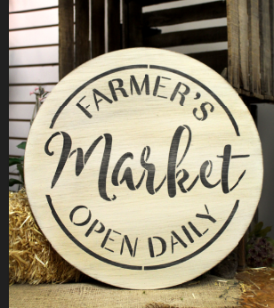 BRWS229 Farmer's Market Open Daily 18" round