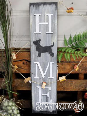 BRWS206 HOME WITH DOG- PERSONALIZED 30X7